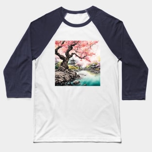 Drawing of Japanese Garden Baseball T-Shirt